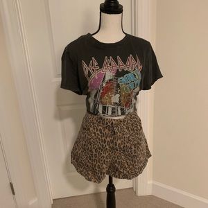 Leopard Print High-Waisted  Jean Shorts